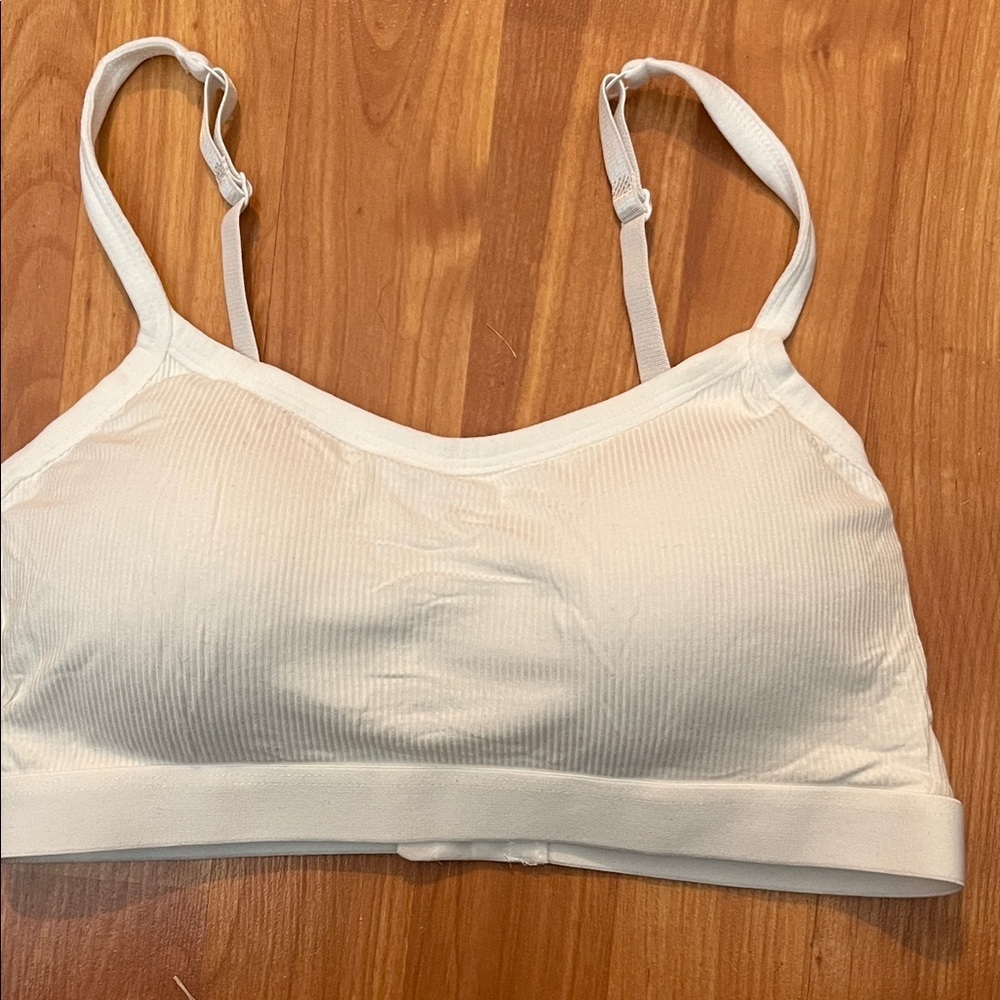 Women's White Ribbed Bra Size S